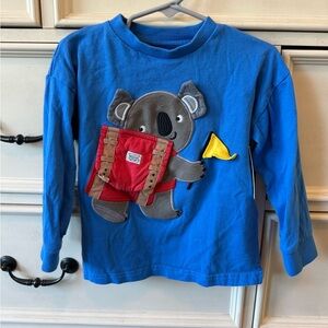 NWT - Next Blue Koala Long Sleeve Tee 2-3 years Velcro Surprise